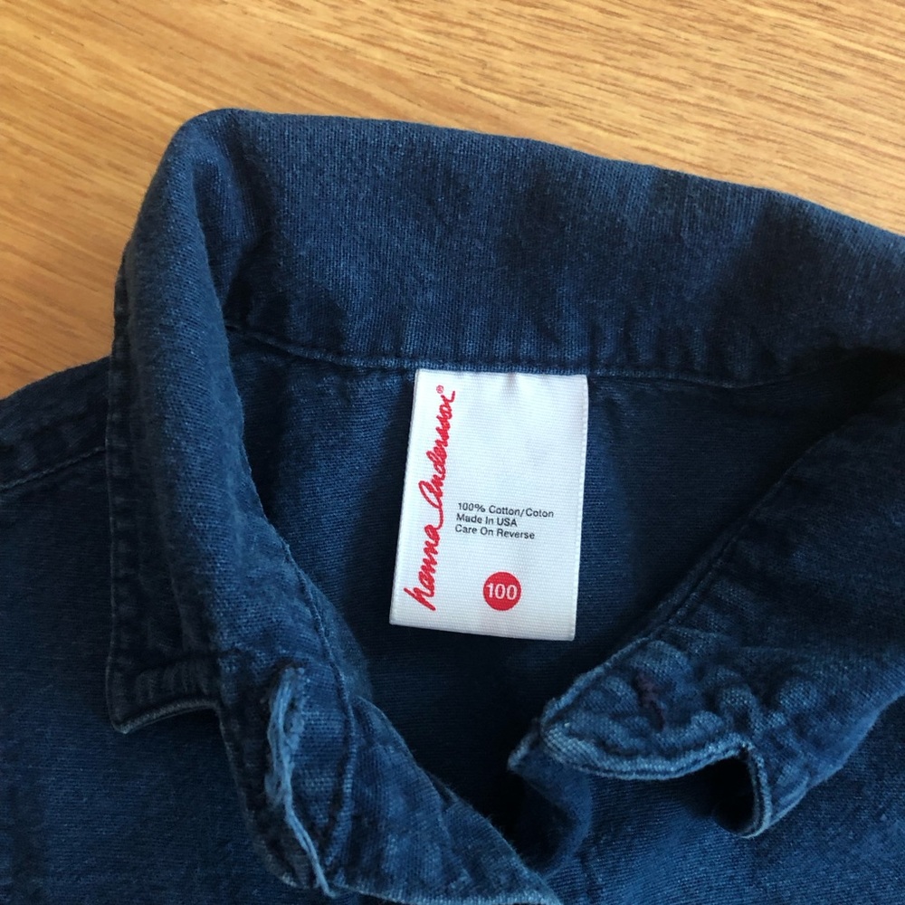 Vintage Hanna Andersson USA Made 100 4T Denim Long Sleeve Dress - Picture 4 of 6